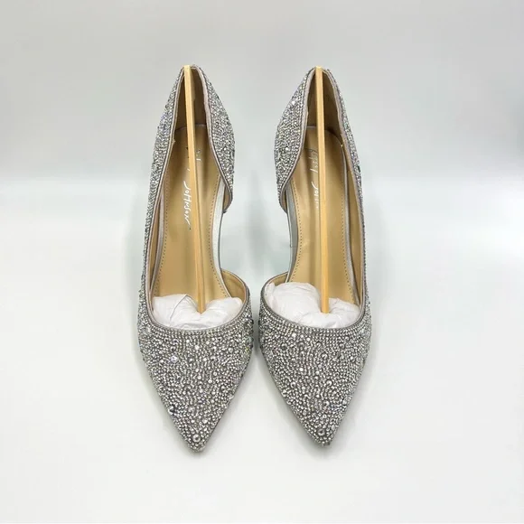 Betsey Johnson Women's SB Hazil Jeweled Silver Stiletto Heels Pumps Shoes 9 - Picture 3 of 15